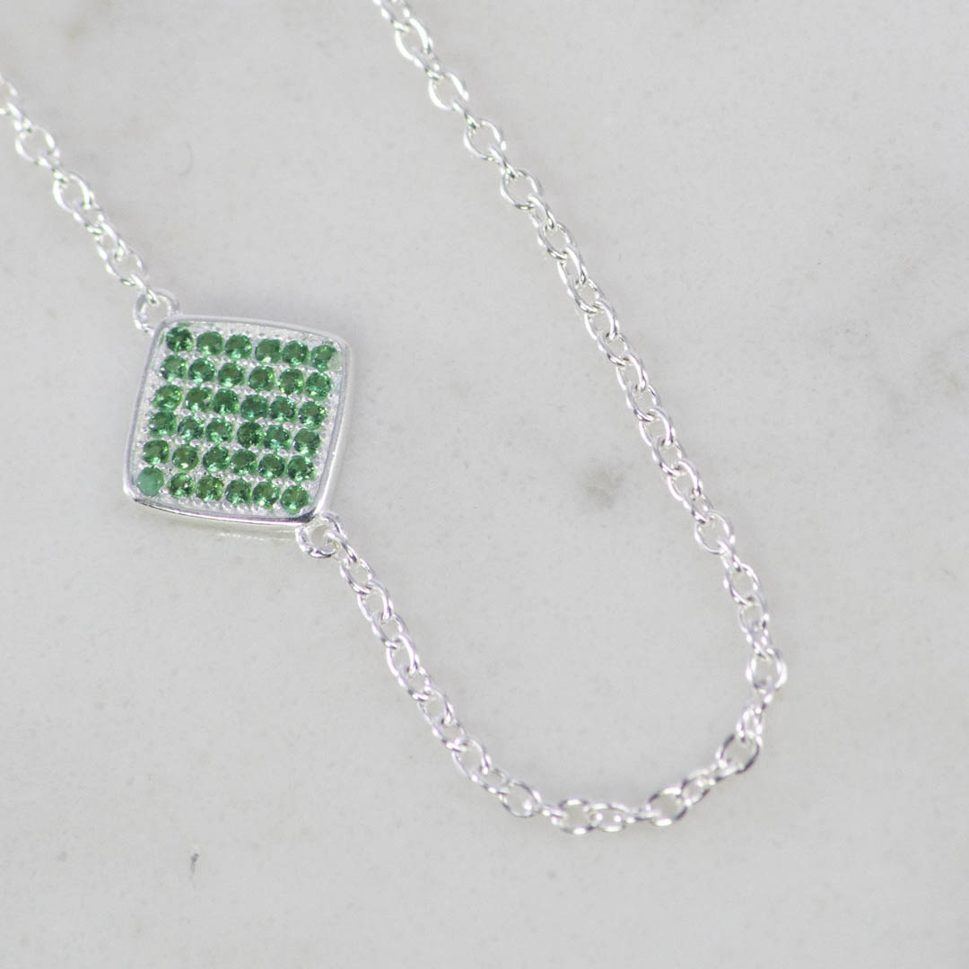 PULSERA JUEGO ROMBO CIRCONES ESMERALDA 15CM