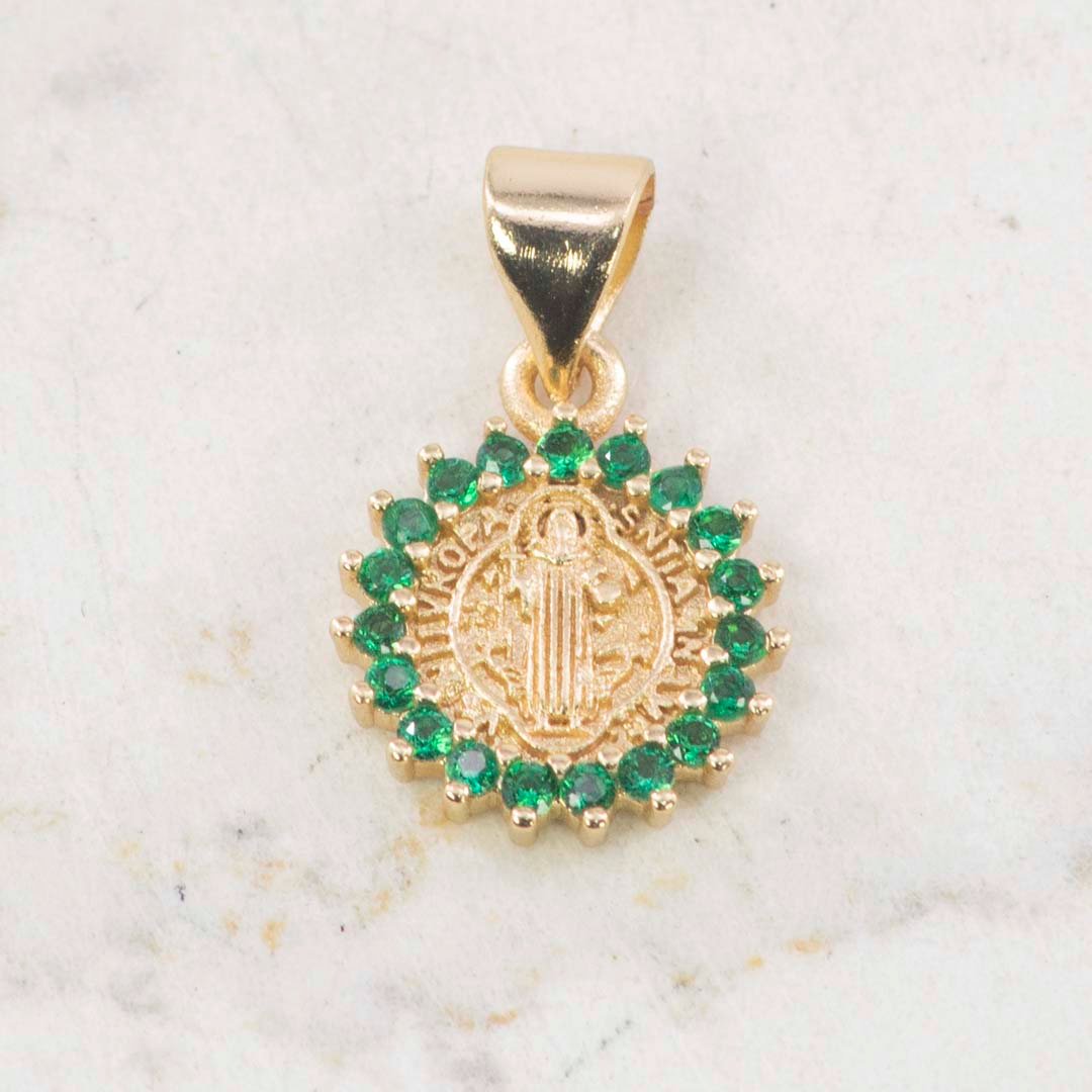 DIJE SAN BENITO BORDE ESMERALDA PEQUEÑO