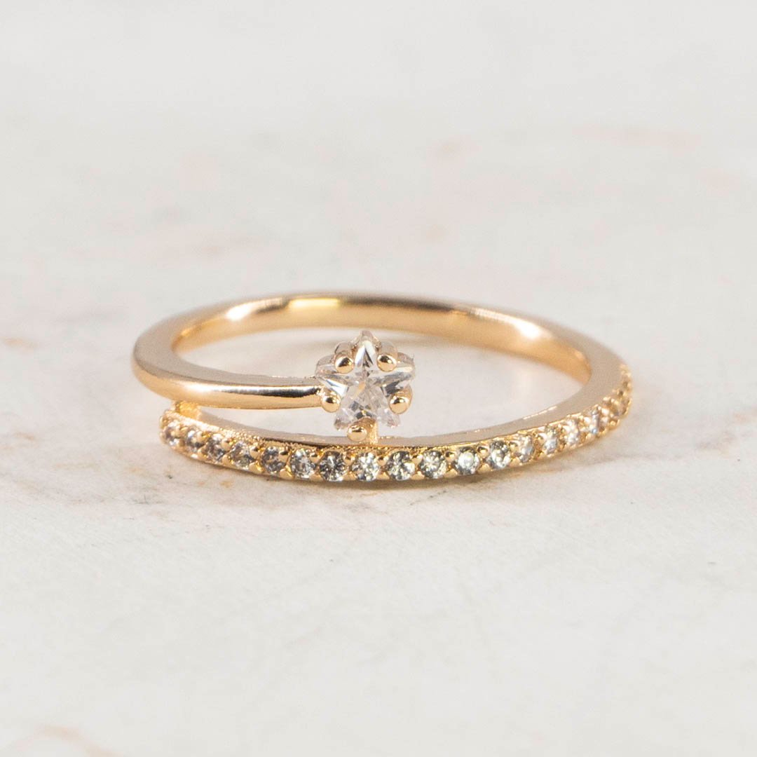 ANILLO CRUZADO CIRCON ENTRELLA CIRCONES