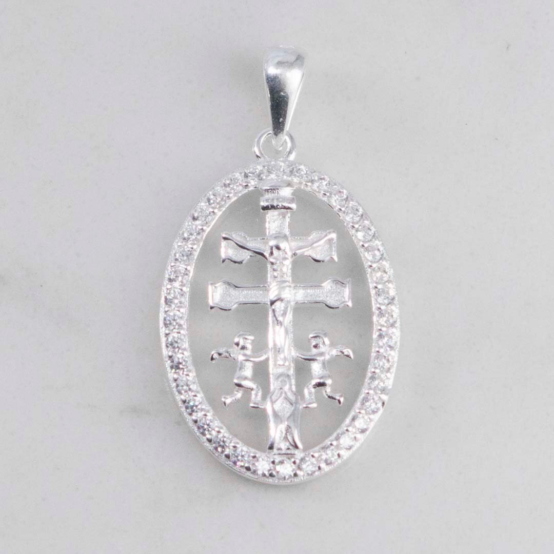 DIJE OVALO CRUZ CARAVACA GRANDE CIRCONES