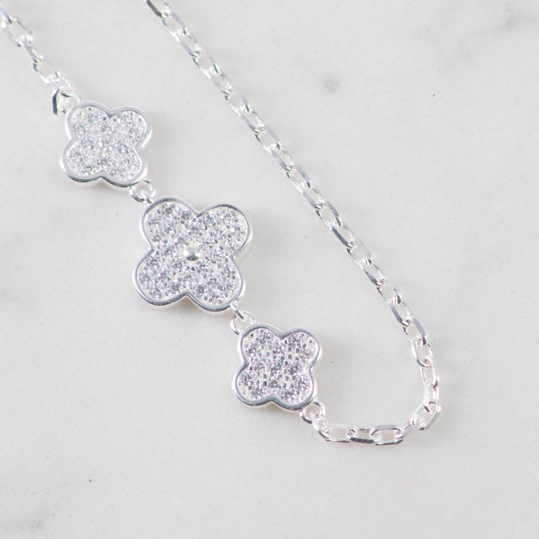 PULSERA 3 TREBOLES CIRCONES 17CM